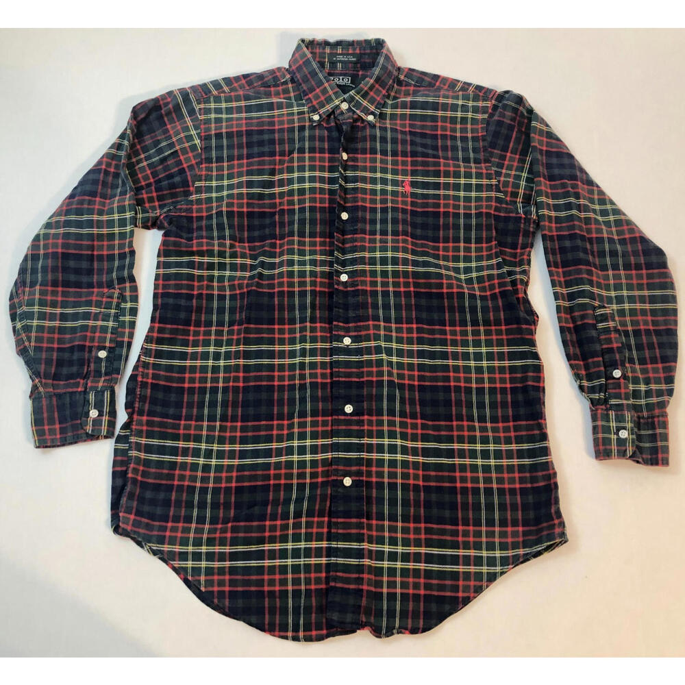 Polo Ralph Lauren Shirt Boys Youth XL 18 Plaid Shirt 100% Cotton Made in USA